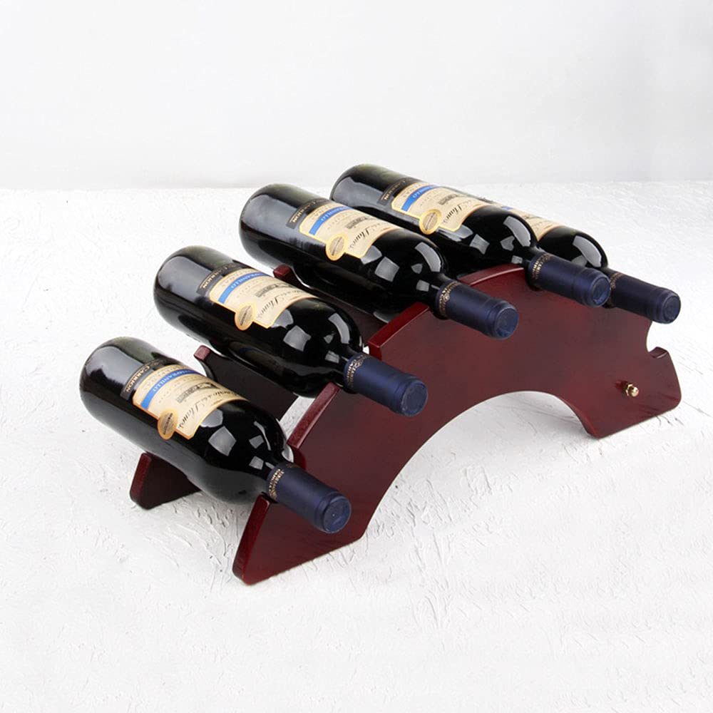 Botelleros para 6 Botellas Madera Verticales Design Estantería de Botellas de Vino Retro Pequeño Armarios de Vino para Vinoteca Mueble Bar Salon Rojo Marrón