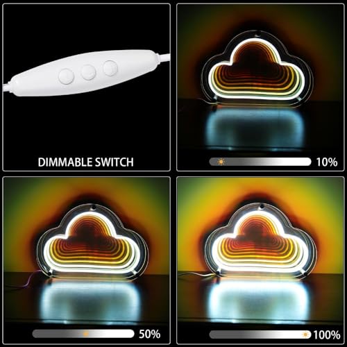 Image of Fariita Infinity Cloud Neon Sign Light Up Infinity Mirror Double-Layer Acrylic Light Cloud LED Lamp with USB Power Bar Home Table Decor Gifts for Birthday Mather's Day Housewarming Congrats Grad