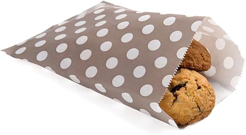 Miniatura 7 de Bolsas de galletas de 7 x 5 pulgadas, 100 bolsas de papel biodegradables para golosinas, uso como recuerdos de fiesta o bolsas de dulces, aptas para