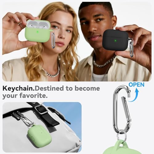 Image of Meyaar for AirPods Pro 3 Case 2025 with Cleaner Kit,Soft Silicone Protective Cases for Apple AirPods Pro 3rd Generation Case for Women Men,AirPod Pro 3 Accessories with Keychain(Pastel Green)