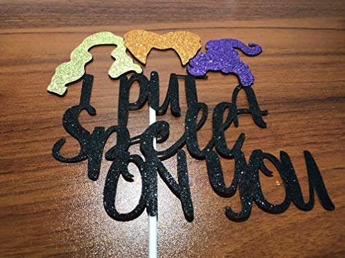 I Put A Spell On You Cake Topper Black Glitter- Hocus Pocus Cake Topper, Hocus Pocus Cake Decorations,Halloween Cake Decorations,Halloween Party Decorations #TOP3