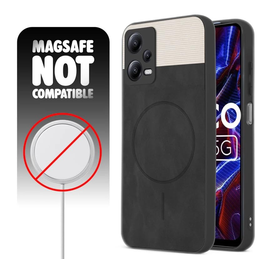 Image of Bintage CASE Dual-Leather Mac Safe Design Phone Case| Soft Touch Finish | Full Camera Protectection Back Cover Compatible for Mi Redmi Note 12 5G - White & Black