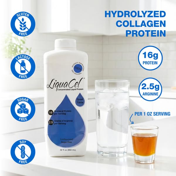 LiquaCel Concentrated Liquid Protein, Unflavored, Ready-to-Drink, 16g Hydrolyzed Collagen Protein and 2.5g Arginine Per 1oz Serving, Sugar & Gluten Free, 32 fl oz Bottle - Image 3