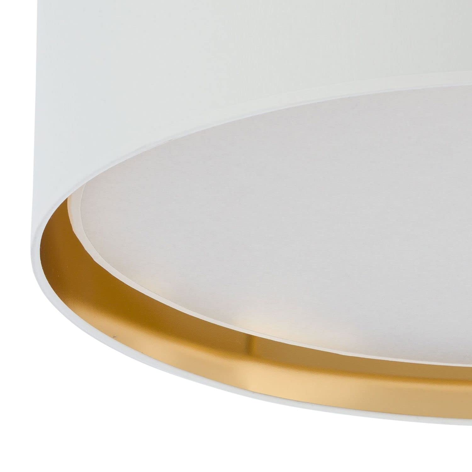 Licht-Erlebnisse Deckenleuchte rund Ø 60 cm Stoffschirm Weiß Gold blendarm für 4x E27 Deckenlampe Schlafzimmer Wohnzimmer