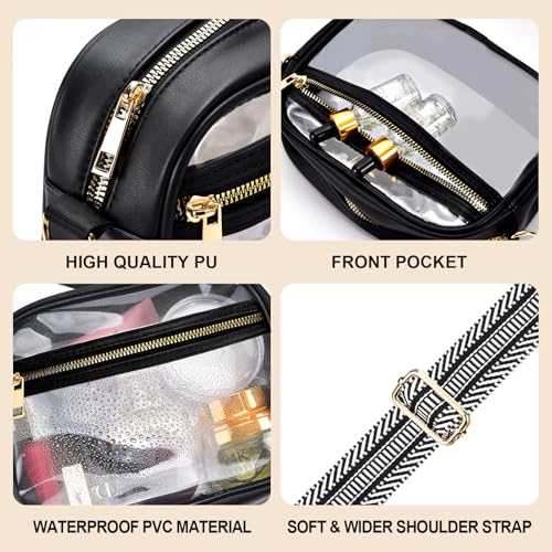 Image of Fibrdoo Clear Bag Stadium Approved, Leather Clear Crossbody Purse Bag for Concerts Sports Events Festivals