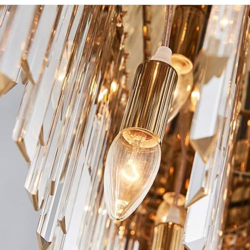 żyrandol Crystal Modern, Złote żyrandole światła Sufitowe Przedstawiające Piękny Kształt Kropki Deszczowej, Złoto Led Ze Stali Nierdzewnej(Size:55cm)