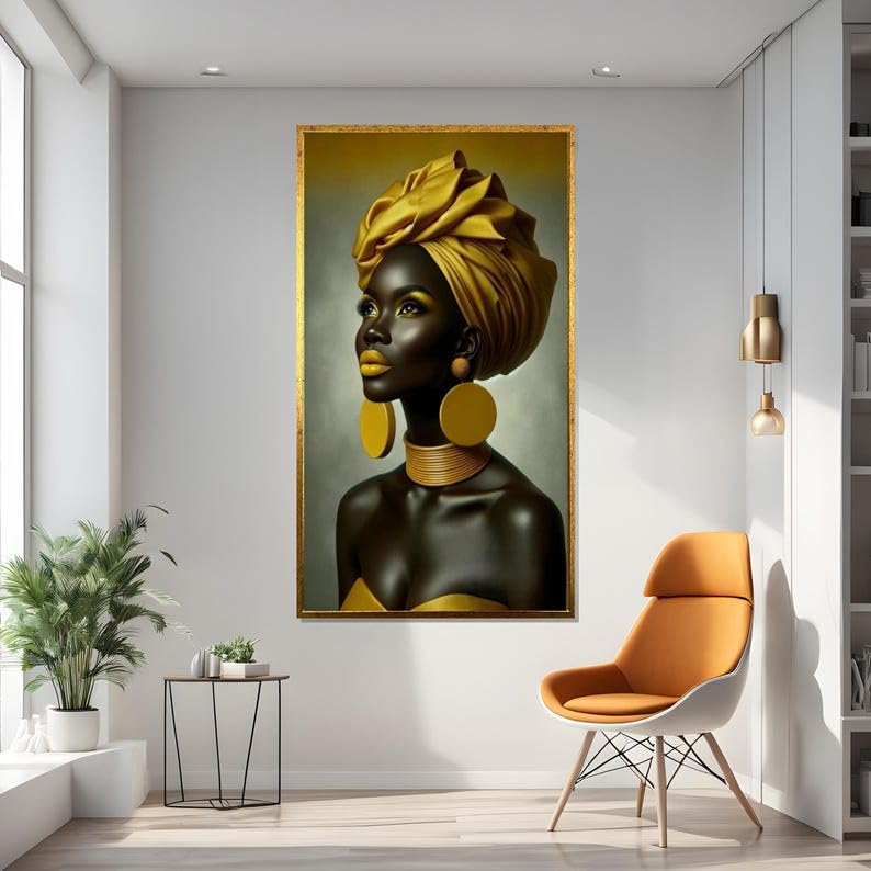 Affiche portrait haut de gamme femme à l'élégance dorée impression toile