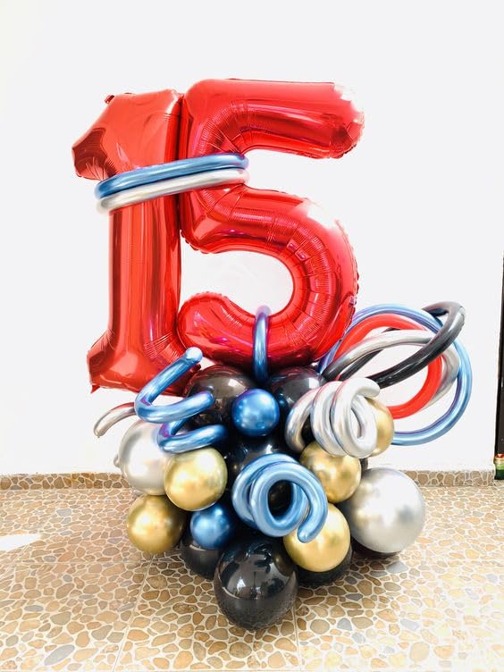 Image of Red Number 5 Balloon 40 Inch, 5th Birthday Party Decorations, Giant 5 Foil Balloon for Party Supplies