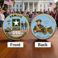 250th Anniversary U.S. Army Challenge Coin 1.77-inch Double-Sided Zinc Alloy Coin 1775-2025 High Relief Gold-Plated Design with Minute Men Patriotic Veteran Gift — image 5