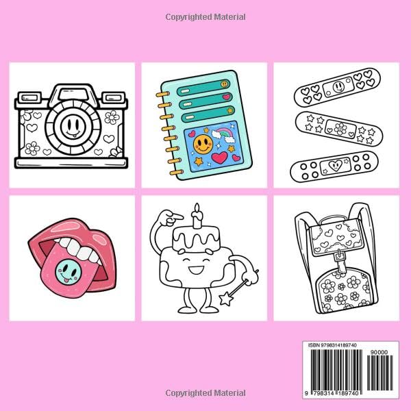 Cute & Groovy: Retro Coloring Book for Teens and Adults, Bold and Easy, Simple and Big Designs for Relaxation Featuring Vintage Groovy Things - Image 2