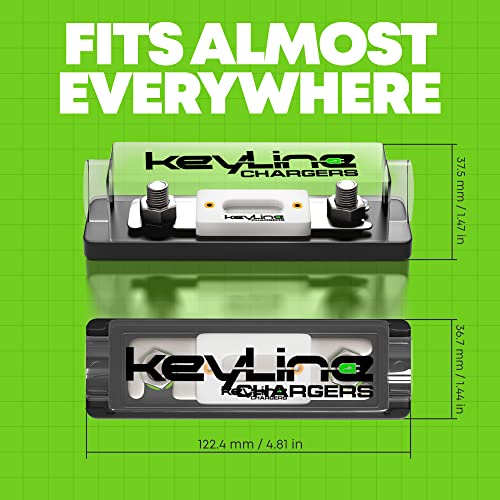 Anl Fuse Holder 150 Amp Complete Kit - Inline Professional Grade Ceramic Anl 150 Amp Fuse Block Car Audio | Weatherproof Design | 8 Awg Mega Fuse Holder, And Copper Lugs By Keyline Chargers #TOP4