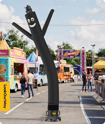 Image of LookOurWay Air Dancers Inflatable Tube Man Attachment - 10 Feet Tall Wacky Waving Inflatable Dancing Tube Guy for Business Promotion - Blower Not Included - Black