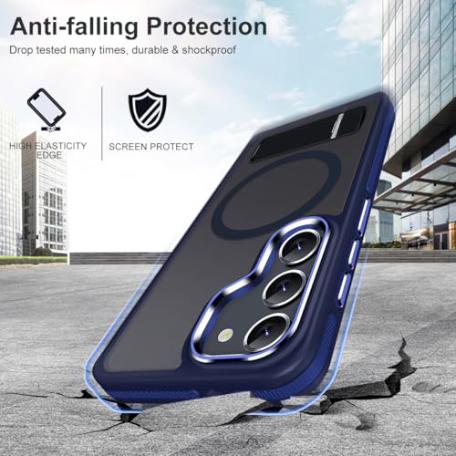 Image of MALEWOLF for Samsung S23 Case with Kickstand, Compatible with MagSafe, Strong Magnetic Case for Samsung Galaxy S23, Military-Grade Protection [Anti-Slip], Gorgeous Protective Camera (Darkblue)