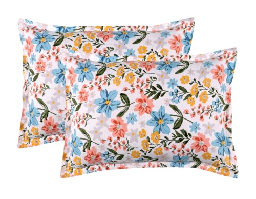 Image of DECORUM 190TC Cotton Feel Double Bedsheet with 2 King Size Pillow Covers | 90X100 Inches | Soft & Breathable Fabric| Lightweight & Comfortable | Premium Bedding Set for Home |Wildflower Floral Print