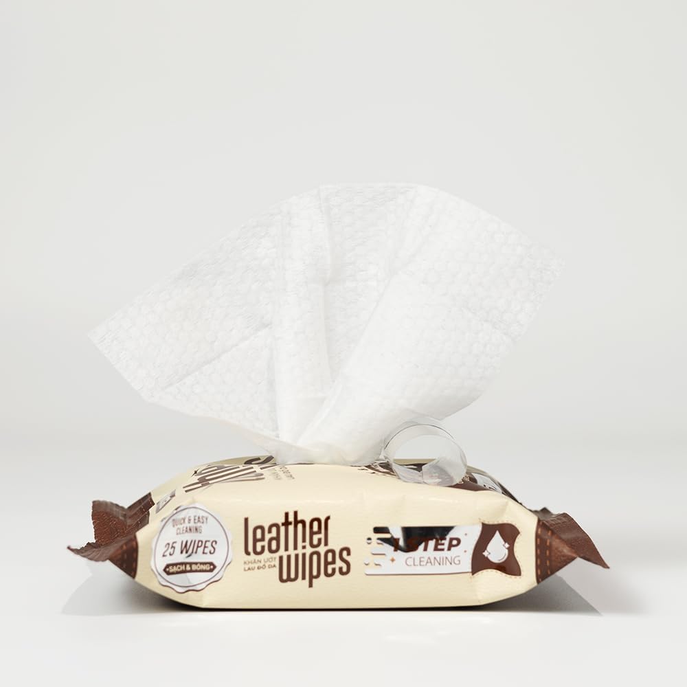3in1 Leather Cleaner Wipes 50 Count, Extra Large 8" x 10" Size, Clean Condition Protect Wipes for Vinyl and Leather Apparel Furniture Auto Car Interior Shoes Boots Bags