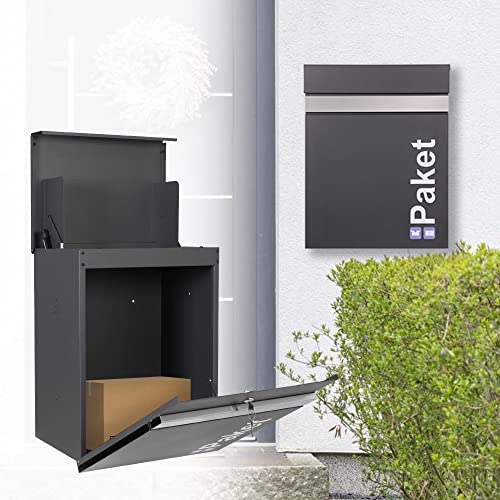 Buzón De Acero Resistente A La Lluvia - 8.4x21.7x30.2 Cm, Negro, Con Cerradura De Combinación, Para Exteriores