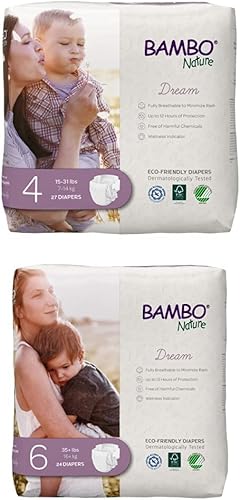 Bambo Nature Pañales ecológicos para bebé, talla 4, 27 unidades y, talla 6, 24 unidades