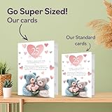 25th Anniversary Card for Women Men - Teddy Bear Roses - Happy 25 Year Anniversary Card for Wife Husband Companion Boyfriend, 5x7 Inch Wedding Anniversaries Greeting Cards - Image 3