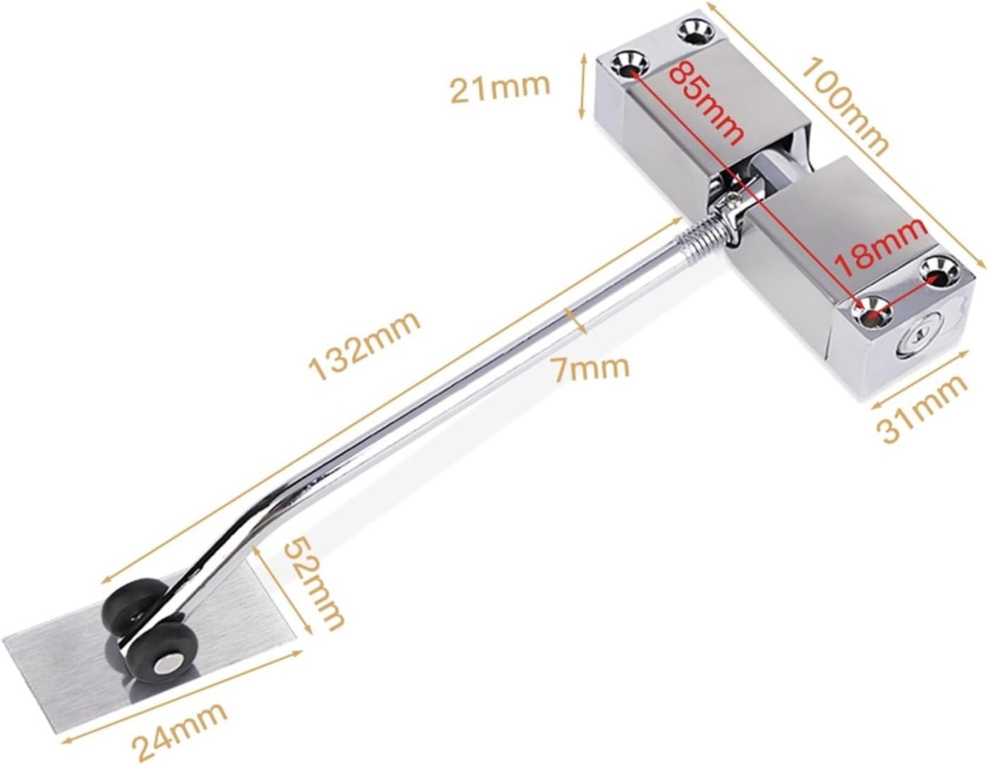 1PCS Stainless Steel Automatic Spring Door Closer Closing Device Can Adjust The Furniture Hardware(Silver)