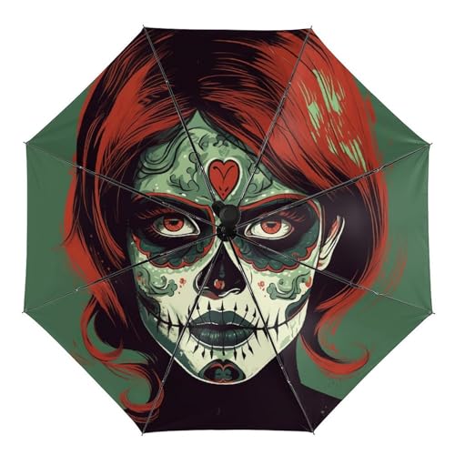 Parapluie automatique maquillage tête de mort pliable et résistant au vent fort