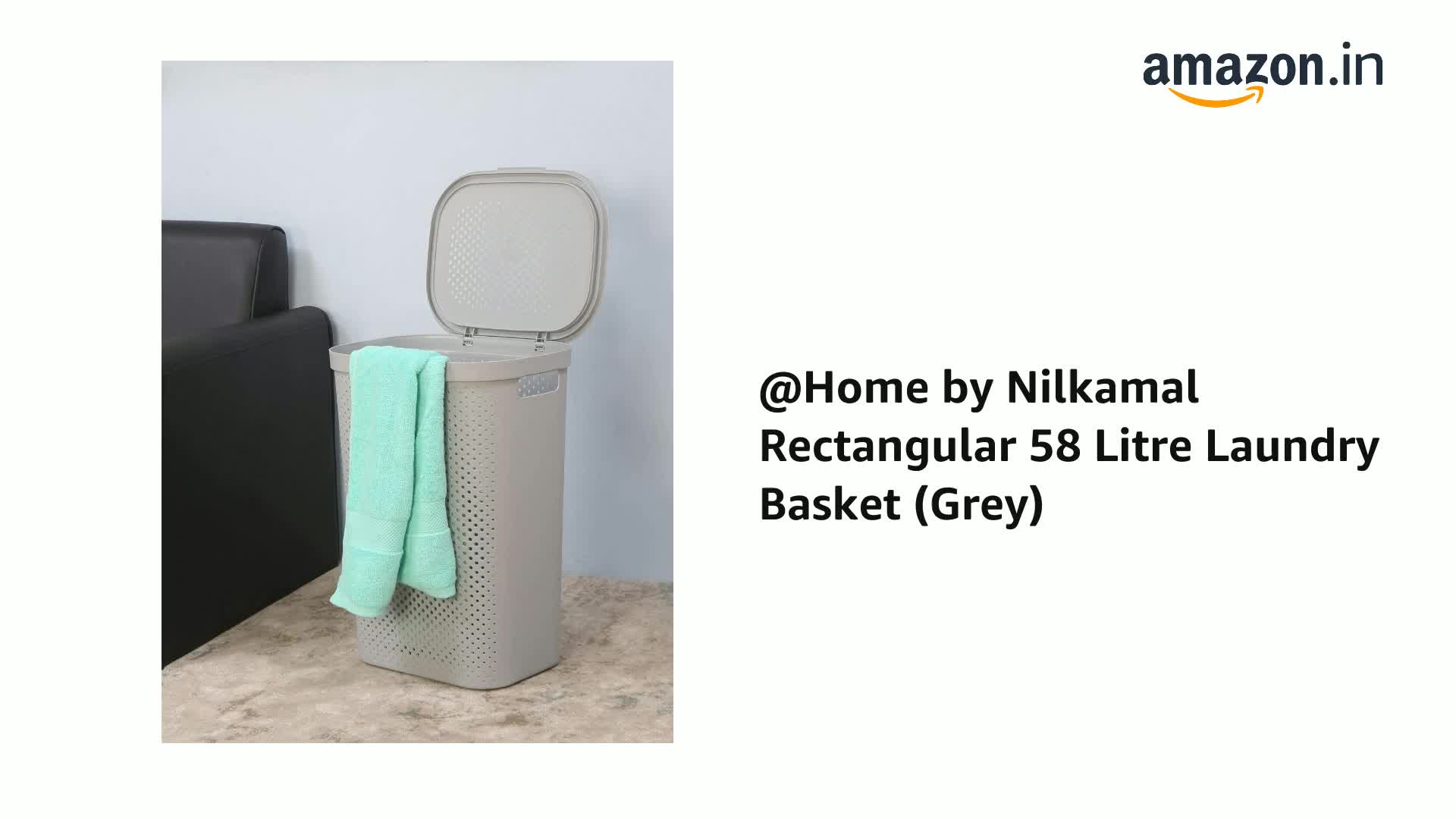 home By Nilkamal Polypropylene Rectangular 58 Litre Laundry Basket