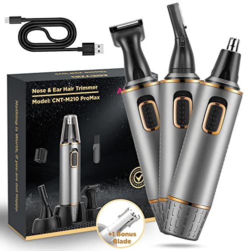 AREYZIN Tondeuse professionnelle pour les oreilles et le nez 2022 rechargeable par USB pour homme et femme,Tondeuse nasale, sourcils, corps, kit de toilettage IPX7 étanche à double tranchant