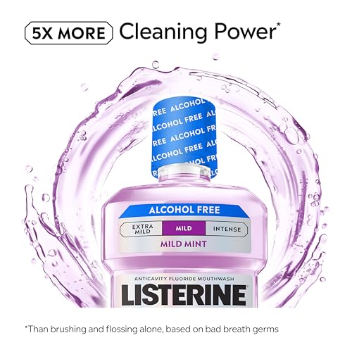 Image of Listerine Total Care Alcohol-Free Mild Mouthwash, 6 Benefit Oral Rinse to Help Kill 99.9% of Germs that Cause Bad Breath, Strengthen Enamel, Mild Mint Flavor, 500 mL (Pack of 6)