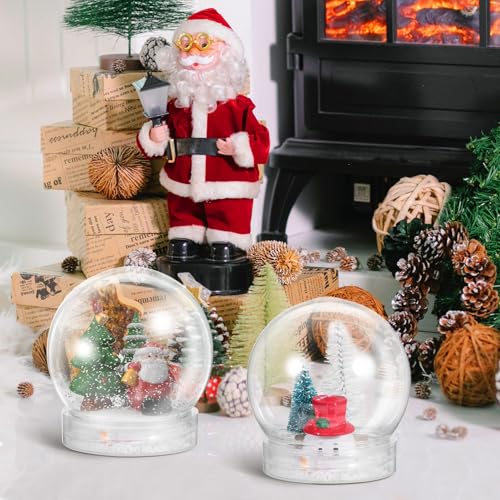 Bolas de nieve plásticas de alta transparencia con tapa hermética para escenas navideñas 7