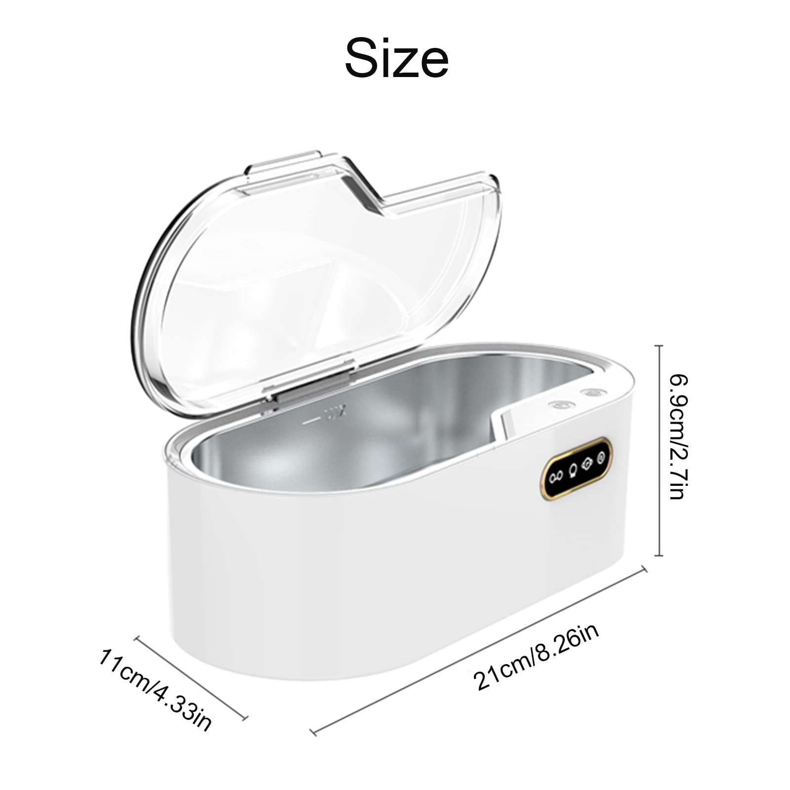 Limpiador ultrasónico Máquina de Limpieza de Gafas Limpiador automático, Limpiador de Joyas para el hogar de 450 ml para Diamantes de Plata y Oro, Tanque Interno de Acero inoxidabl