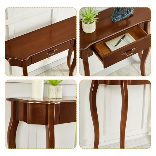 Mesa consola de madera maciza con cajones estilo granja para pasillo 5