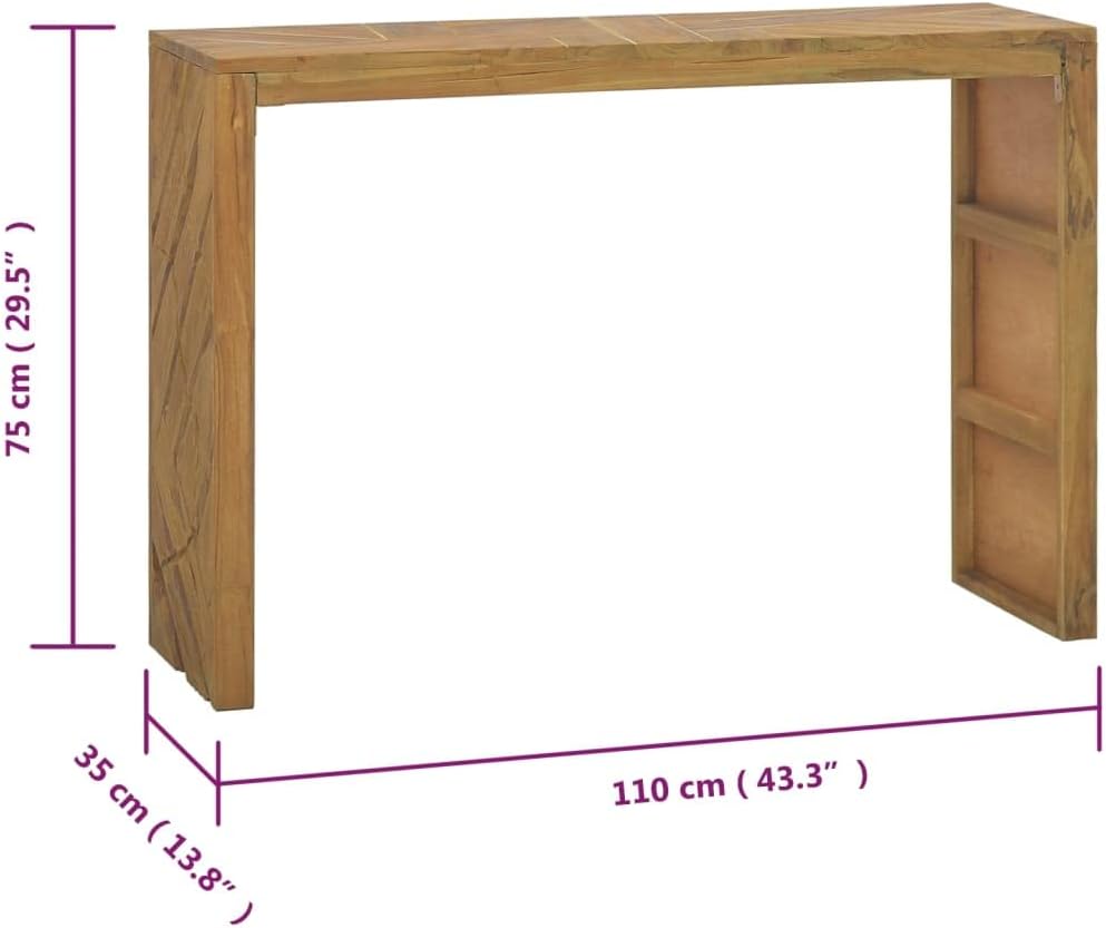 vidaXL Console Table, Entryway Table with 3D Shaped Legs, Narrow Side Table for Hallway Living Room, Farmhouse Style, Solid Teak Wood