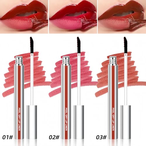 GOERTI Peel Off Lip Liner Stain Set, 3 Colors Long Lasting Matte Lip Tattoo, Highly Pigmented Color Lip Makeup, Waterproof, Transfer-proof Lipstain for Women — view 6