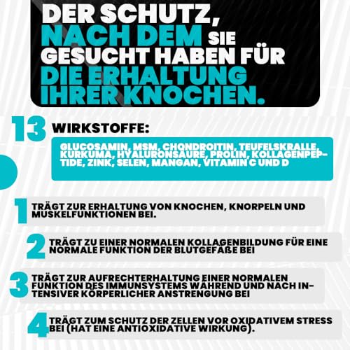 ARTICOSS Nahrungsergänzungsmittel für Gelenke, Knochen und Knorpel mit Glucosamin, Chondroitin, MSM, Teufelskrallen, Vitamin C und D, Kollagen und Hyaluronsäure. 60 Tabletten.