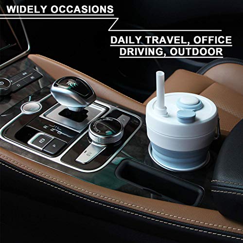 UNNESTAR Collapsible Camping Cup with Straw Silicone Folding Coffee Cup Sport Bottle Portable Travel Outdoor Car 450ml 16oz - Image 3