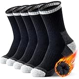 SIMIYA Merino Wandersocken für Herren, 5 Paar Wollsocken, thermosocken Dicke Atmungsaktiv Wintersocken für Trekking(5 Paar-schwarz,39-42)