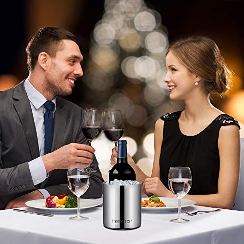 Hemoton-Weinkuehler-Eimer-Edelstahl-doppelwandiger-Weinkuehler-1-Liter-haelt-Wein-kalt-isoliert-Champagner-Bier-Eiskuebel-Wein-Zubehoer-fuer-Party-Zuhause-Club-Bar
