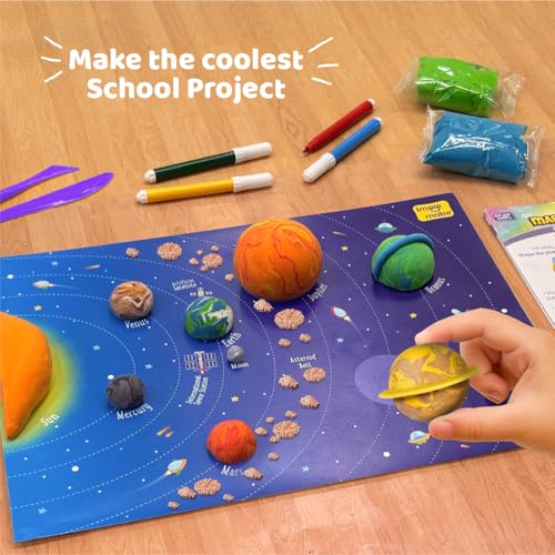 Image of Imagimake Magic Clay | Colour & Create | Solar System Craft Kit |DIY School Projects | Art & Craft Kit | Make 10 Super Clay Creations | Birthday Gift for 5,6,7,8 Year Old Girls & Boys, Multicolor