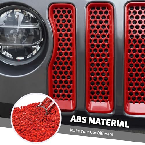 Image of 7PCS Mesh Grille Inserts Fit for Jeep Wrangler JL Sport /Sport S 2018-2024 (Red)