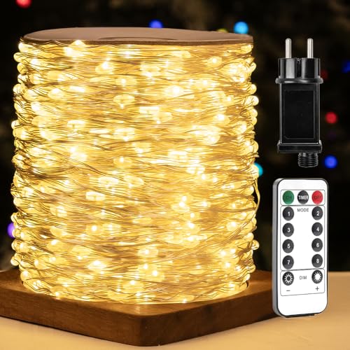 ZELUXDOT Guirlande lumineuse 1200 LED Guirlande lumineuse féerique 400FT de long avec télécommande 8 modes pour chambre, terrasse, jardin, mariage, fête,...