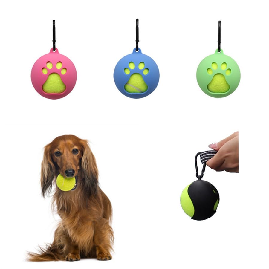 Pungi Pet Ball Holder Hands-Free Dog Ball Holder with Dog leash Pet Ball Holder with Hands Free Dog Leash Attachment for Active Pets Easy Installation Pet Supplies(Rose Blue Green)