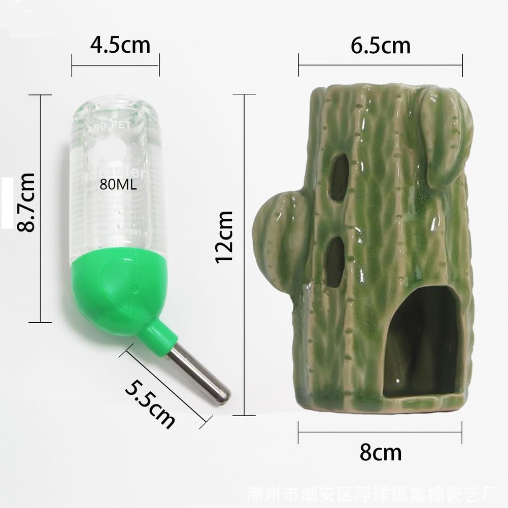 Kleine Haustier Wasserflasche mit Ständer, Einstellbarer Automatischer Trinkspender, Versteckboden für Hamster, Maus, Rennmäuse, Igel