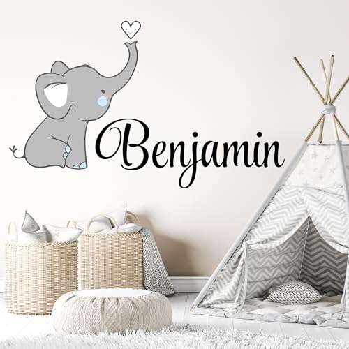 Vinilo Decorativo Infantil Elefante Gris Personalizado miniatura 1