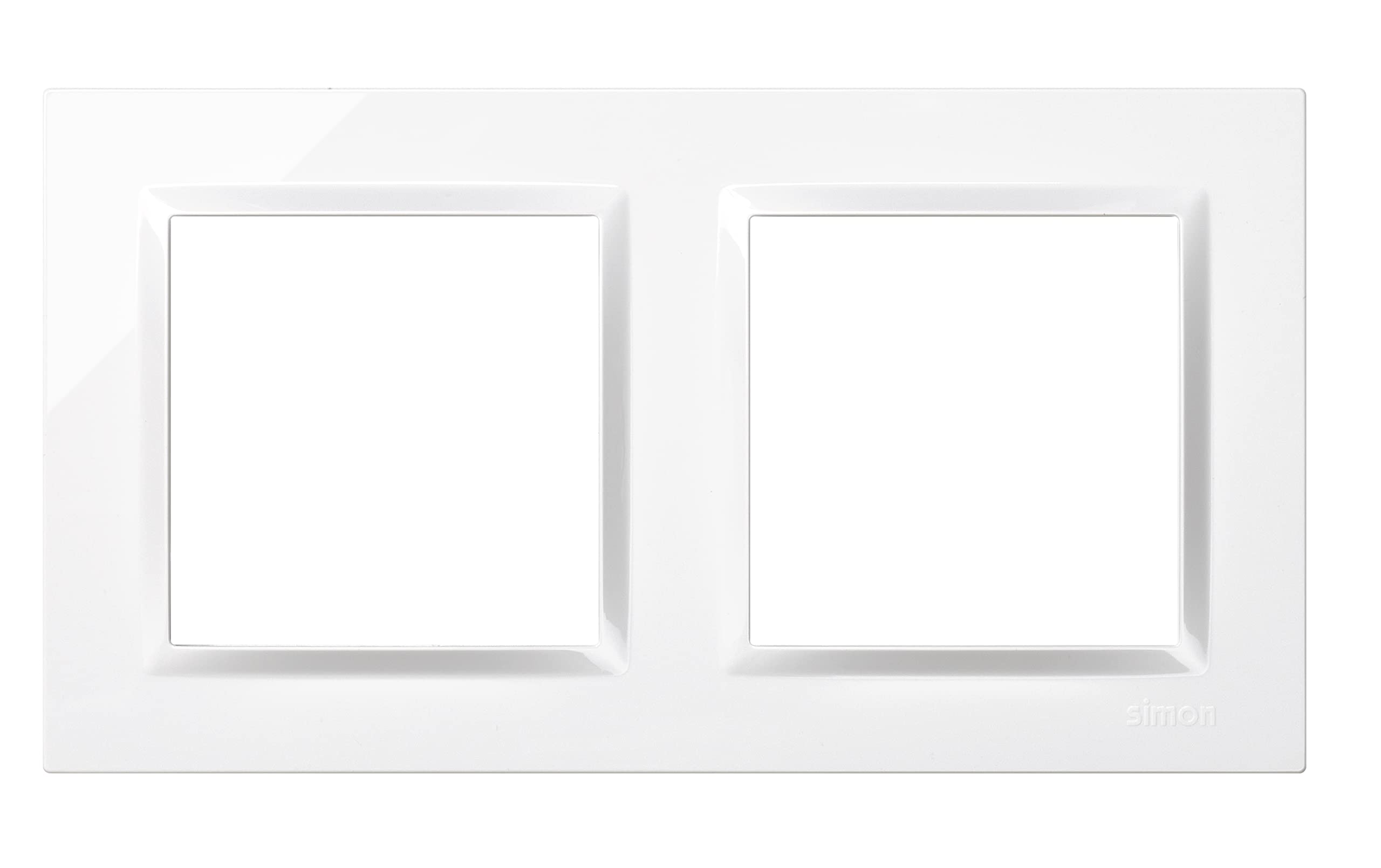 SIMON - Marco Interruptor de Pared, 2 Elementos, Compatible con Mecanismos Simon 10, Apto para Interiores, Fácil de Montar, Compatible con Pulsador, Conmutador y Enchufe Schuko, Color Blanco