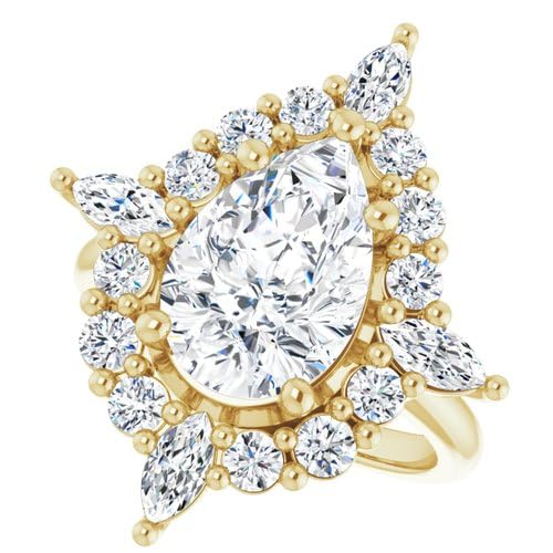3 Ct Pear Cut Lab Grown Floral Cluster Engagement Ring for Women