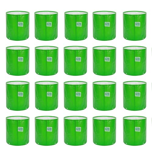 Image of GREENSHEEP HDPE Grow Bag Heavy Duty 260 GSM Round Plants Flower Growing Bags Floor Standing Mount Type for Home Garden Balcony Terrace Kitchen Nursery (Green, 15x18 inch, Pack of 15)