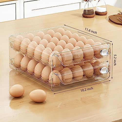 MSHOMELY 60 Egg Holder for Fridge, Egg Container for Refrigerator, Stackable Egg Storage Container, Egg Fresh Storage Box for Fridge, 2Layers Egg Tray, Clear Egg Organizer, BPA Free by MSHOMELY - Image 6