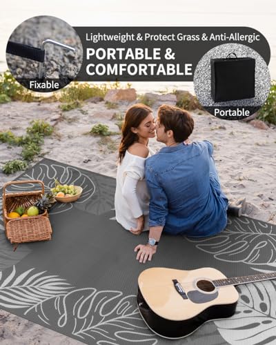 Image of COCOER Tropical Outdoor Rug 9x12 Reversible-Waterproof Patio Rug-Quick Dry Outdoor Carpet-Outdoor Area Rugs Indoor Outdoor Rugs-Outside Rug Patio Decor for Porch Deck Balcony Backyard