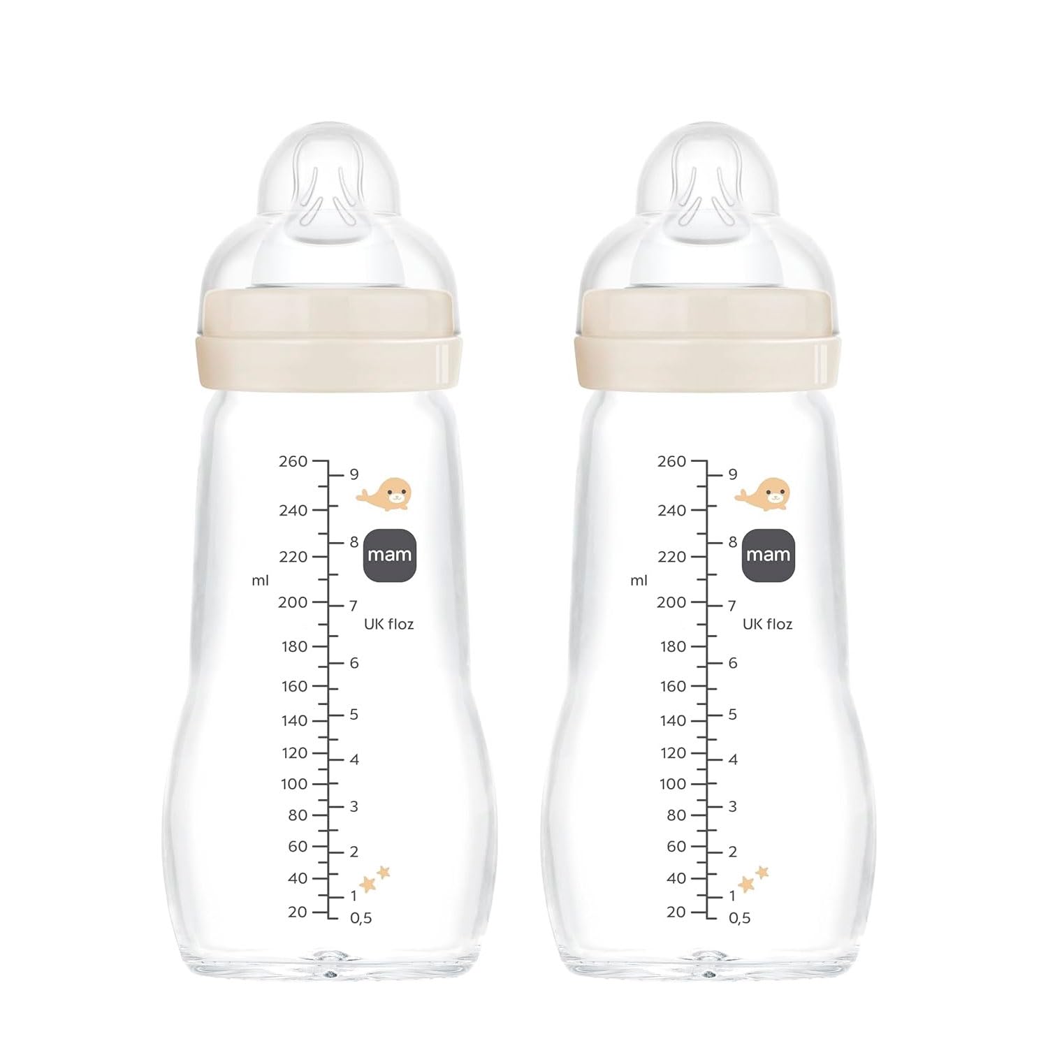MAM 67036720-2 Stück Feel Good Glass Bottle 260 ml Glas Flasche - Neutral