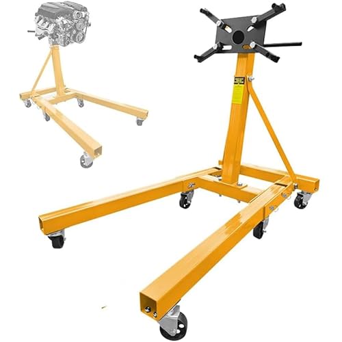 Foldable Engine Stand 2000LBS Capacity, Heavy Duty Engine Hoist, 360 Degree Rotating Head and Adjustable Arms, 6-Universal Casters for Auto Repair