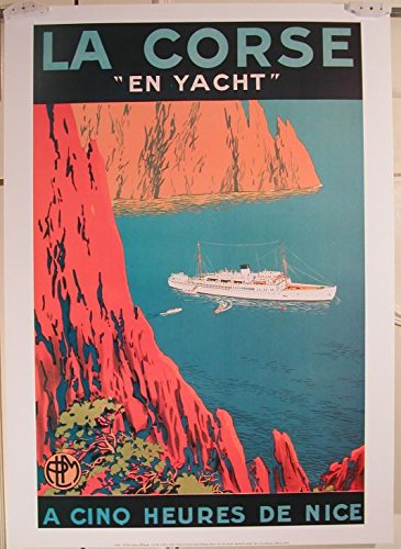 Affiche La Corse en Yacht 50x70 cm poster deco marine salon